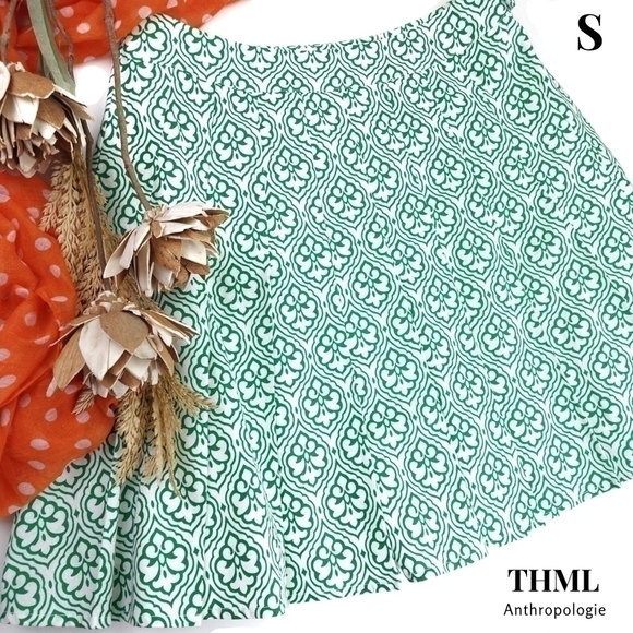 Anthropologie Dresses & Skirts - New Anthropologie Thml Green White Pleated Skirt Sz S